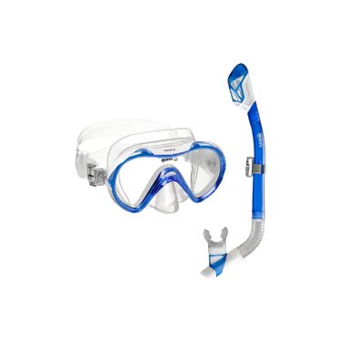 Комплект спорядження для сухого підводного плавання Mares Junior Combo Vento Jr, силіконова маска з однією лінзою та гнучкий трубка Dry-Top для дітей віком 8-14 років, 411820 синій, білий, прозорий