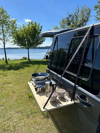 Підвісний столик для кемпінгу, підвісна полиця, дерев&39яна вулична кухня для кемперів, розсувні двері для автобуса VW, регульована висота, 80x35x1,5 см