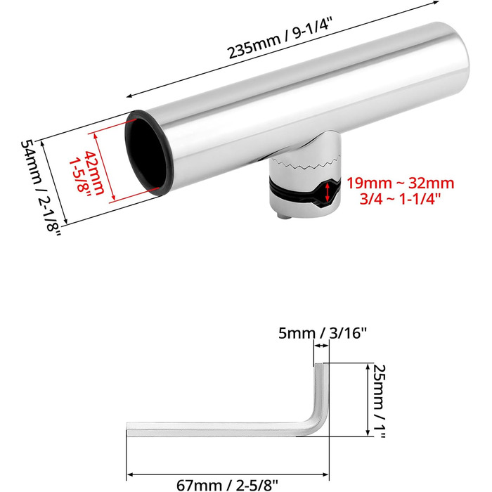 Тримачі для вудок QWORK, 2 шт., поворотні на 360 - нержавіюча сталь 304 - кріпляться до рейок 1925 мм - для риболовлі на човнах та яхтах