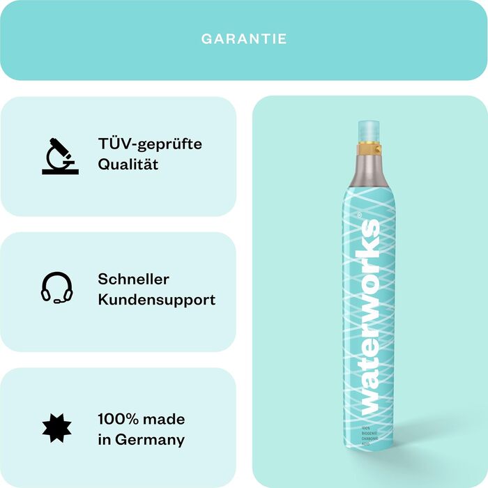 Водопровідна система 2 x циліндр CO2 I Підходить для SodaStream*, Grohe Blue, Aarke, Brita, WasserMaxx та багатьох інших виробників газованої води I Для до 60 л на заправку I * Не для швидкого підключення