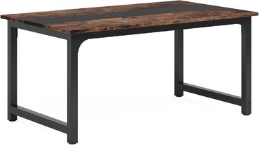 Обідній стіл Tribesigns, промисловий кухонний стіл на 4-6 осіб, прямокутний обідній стіл для їдальні, кухні, вітальні, з міцними металевими ніжками, рустикальний коричневий, 160 x 80 см