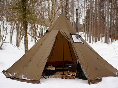 Намет TOMOUNT Tipi з нейлону, індіанський намет з високим хребтом для 6 осіб, пірамідальний намет з отвором для плити, 4-сезонний кемпінговий намет для активного відпочинку, кемпінгу, пішого туризму, трекінгу, самостійного виготовлення