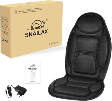 Масажна накладка для сидіння Snailax Memory Foam для спини та шиї, масажна подушечка для сидіння з функцією нагрівання та вібрації, масажер для сидіння Домашній офіс, подарунки для чоловіків Жінки чорний