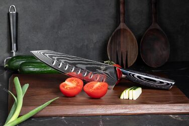 Ніж з дамаської сталі Wolfblood PRO Дамаський кухонний ніж XL (33 см) Професійний шеф-кухарський ніж з натуральної 67-шарової дама