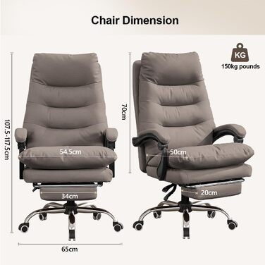 Офісне крісло з м&39якою підкладкою та високою спинкою, ігрове крісло, крісло керівника з підставкою для ніг, ергономічне шкіряне комп&39ютерне крісло для домашнього офісу, хакі, 50*55*107