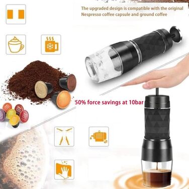 Кавоварка Cosmin Espresso, капсула для ручного пресування меленої кави, портативна кавоварка підходить для кавової капсули з порошком кави