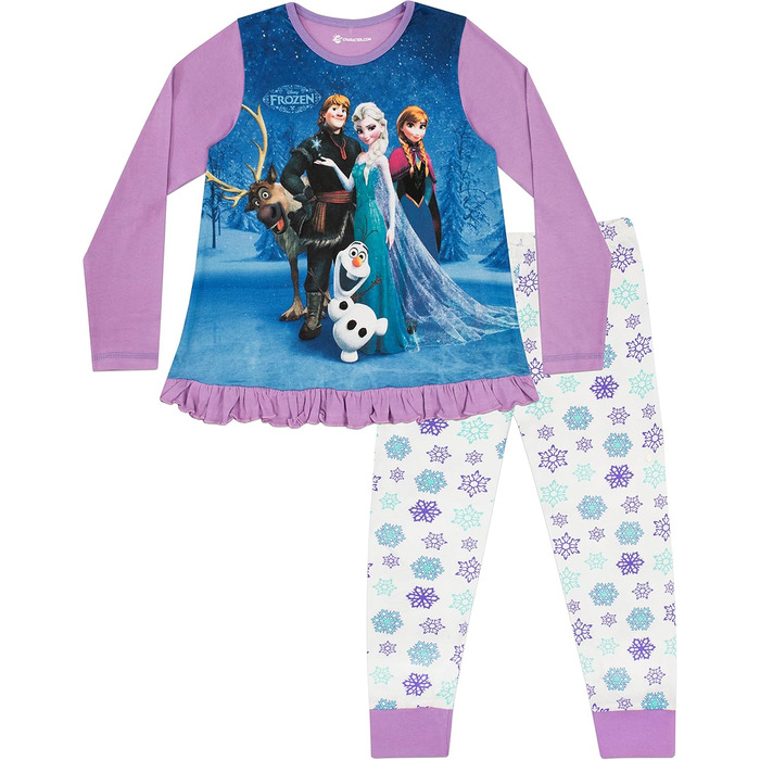 Піжами Disney Frozen Піжами для дівчаток "Крижана королева" Анна, Ельза, Крістофф, Олаф та Свен Піжами принцес для дітей, розмір 134, різнокольорові