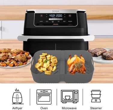 Силіконові вставки Аксесуари для фритюрниці 10.4L Ninja AF500EU AF500EUCP, силіконова форма для аксесуарів для фритюрниці (сірий-2 шт. и 5.2 л ука 10.4 л) чорний 2 шт. и 5,2 л ука 10,4 л