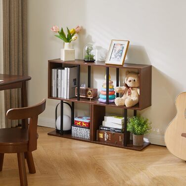 Подібний вузький журнальний столик, 3-ярусний журнальний столик з відкритими полицями, нековзні ніжки, сучасна тумбочка, журнальний столик для невеликих приміщень, вітальня, коричневий YD-ST003LW