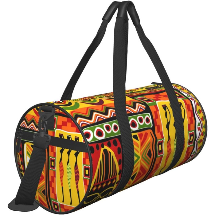 Спортивна сумка, дорожня сумка, сумка для подорожей, африканський смугастий принт, сумка на нічліг, чорна, універсальний розмір