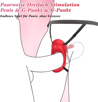 Вібратор-метелик DVG з ремінцями та пультом, 2 мотори, 10 режимів, червоний
