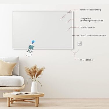 Інфрачервоний обігрівач Byecold з термостатом, 900 Вт, настінний інфрачервоний електричний обігрівач, енергозберігаюча електрична нагрівальна панель із захистом від перегріву