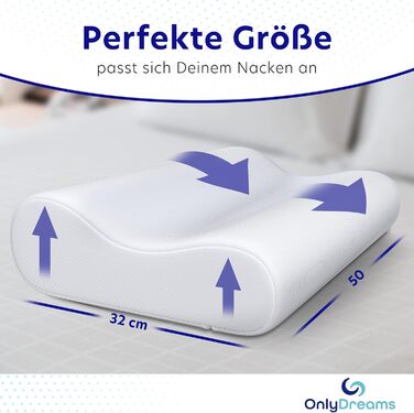 Ергономічна подушка для шиї з холодної піни Регульована висота вибір жорсткості Подушка для сну на спині, животі та на боці - Сертифікована Oeko-TEX - (Базова - Холодна піна) Базова - Холодна піна 50 см x 32 см x 11,9 см