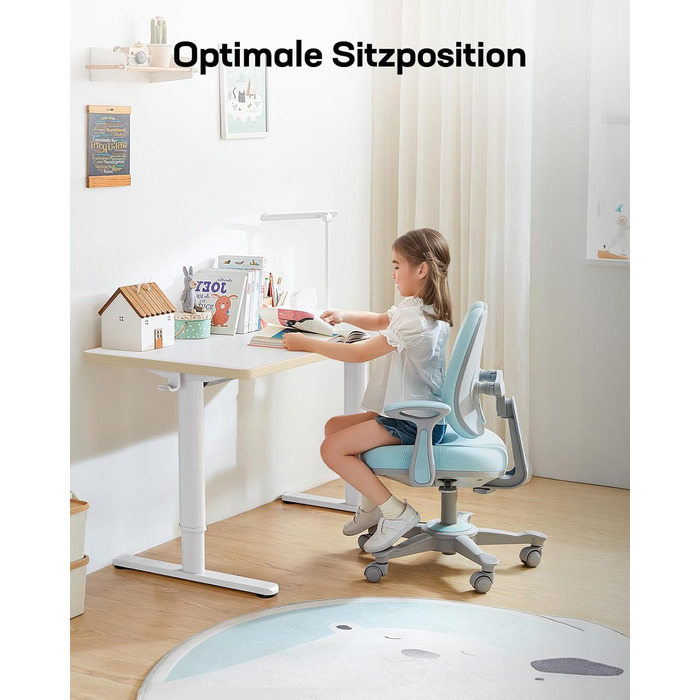 Дитячий електричний стіл HUANUO, регульований по висоті, 120 x 60 см, стіл з регульованою висотою, вся стільниця з 3 попередньо встановленими рівнями висоти, білий, 120 x 60 см