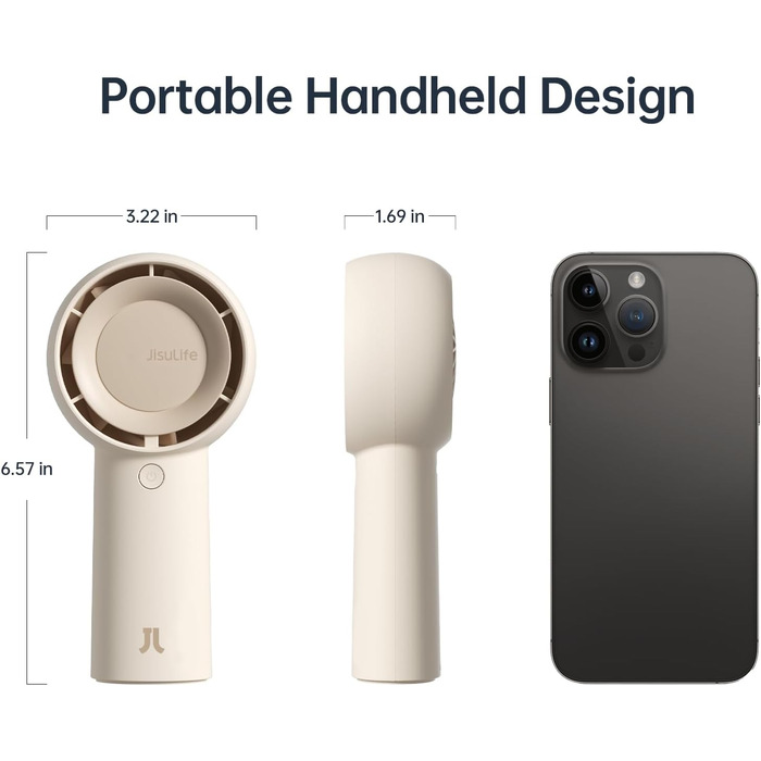 Портативний міні-вентилятор JISULIFE Turbo Handheld Fan Battery 16 годин тривалої роботи 4000mAh Портативний міні-вентилятор USB, перезаряджається з 5 швидкостями для подорожей/на вулиці/дому/офісу - коричневий