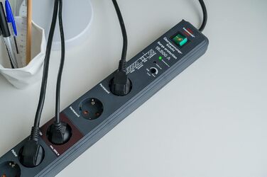 Розетка Brennenstuhl Secure-Tec 8-місна з захистом від перенапруги та функцією слідкування (8-місна розетка з кабелем 3 м та вимик