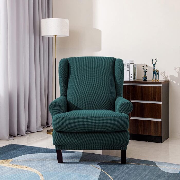 Чохол для крісла-крила EBETA, комплект із 2 предметів, жакардові чохли для крісел, еластичні чохли для підлокітників дивана, захисні чохли для крісел для читання та крісел-реклайнерів (оливково-зелений)