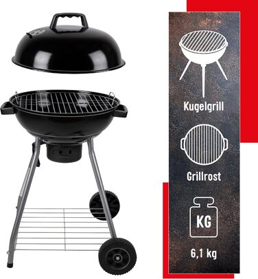 Набір для барбекю з кришкою - Вугільний гриль з попільником - Кулястий гриль діаметром 45 см