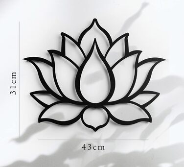 Металева прикраса. Плаваюча настінна скульптура з тінню, виготовлена зі сталі. (43 х 31 см, квітка лотоса) 43 х 31 см. Квітка лото