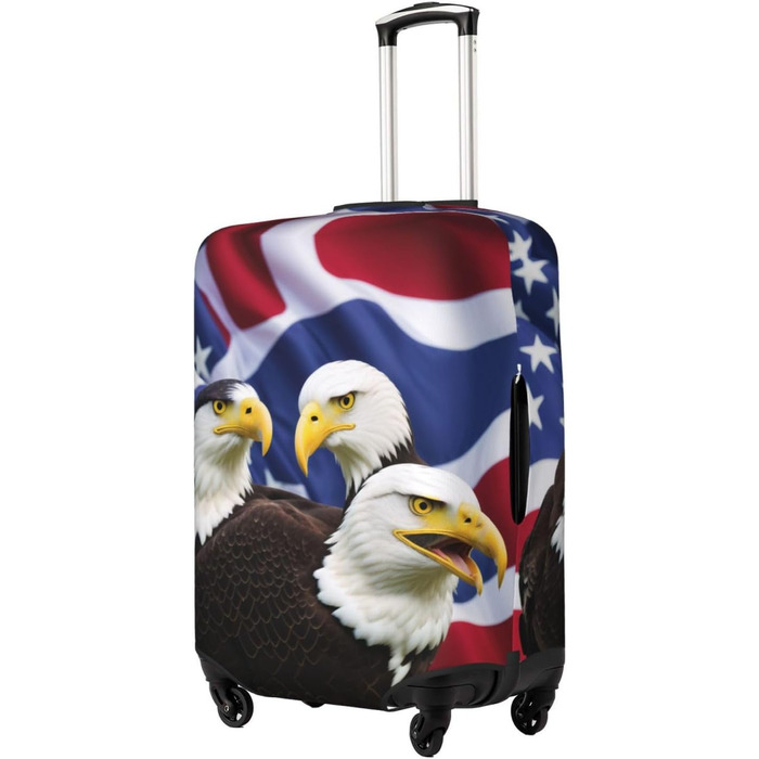 Чохол для валізи Орел і американський прапор, міцний захист для багажу розміру XL (для валіз 45,7 - 81,3 см), чорний