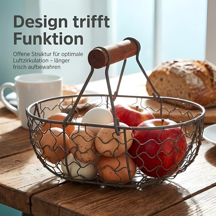 Дротяний кошик для яєць Gatuida для колекціонування Ретро металевий кошик для врожаю, дротяний кошик для зберігання, кухонний органайзер для яєць, фруктів, хліба для дому та вечірки