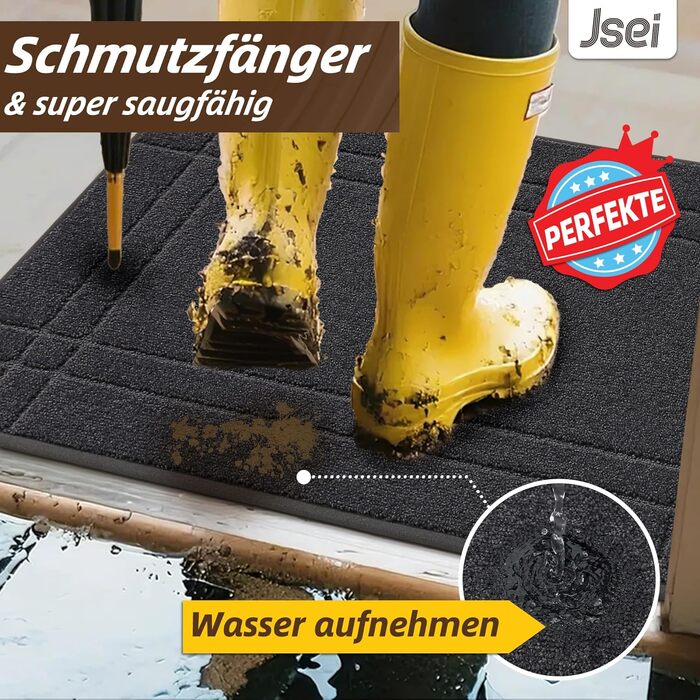 Килимок JSEI для приміщень, що вловлює бруд, 80x120 см, нековзний килимок для дверей, який можна прати в пральній машині, абсорбуючий та брудовідштовхувальний килимок для вітальні, килимок для собак, вхід, передні двері та коридор, темно-сірий 80 x 120 см