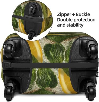 Чохол для валізи Лимон та Ківі з принтом, еластичний захист від подряпин та пилу, чорний, розмір 95