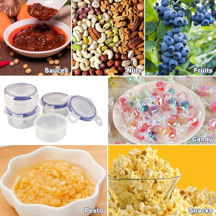 Контейнери для зберігання продуктів Jinsion, 4 шт., круглі, пластикові, з кришками (PP5), міні-контейнери для салатів, соусів, заморожування