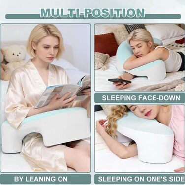 Ергономічна подушка для шиї з піни з ефектом пам&39яті для сну на боці з проймою, ортопедичною підтримкою шиї та плечей. Також підходить для сну на спині та животі. З чохлом, який можна прати.