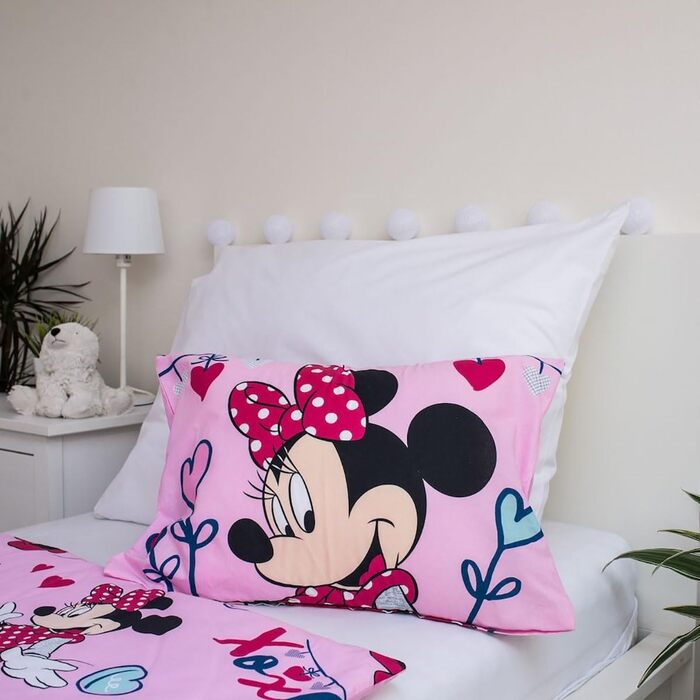Комплект дитячої постільної білизни Disney Minnie Mouse Pink 100x135 ковдра 40x60 см подушка, 100 бавовна на блискавці
