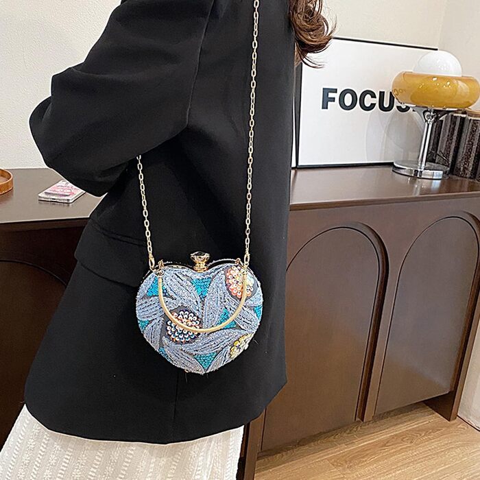 Елегантне клатч-сердечко Naimo з паєтками, міні-сумочка для вечірки, весілля або коктейлю, блакитний колір