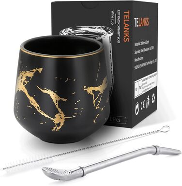 Кружка TELANKS Modern Mate 200 мл, керамічна кружка Yerba Mate, мармурова чашка для чаю Yerba Mate, чайний набір Yerba Mate Mate B