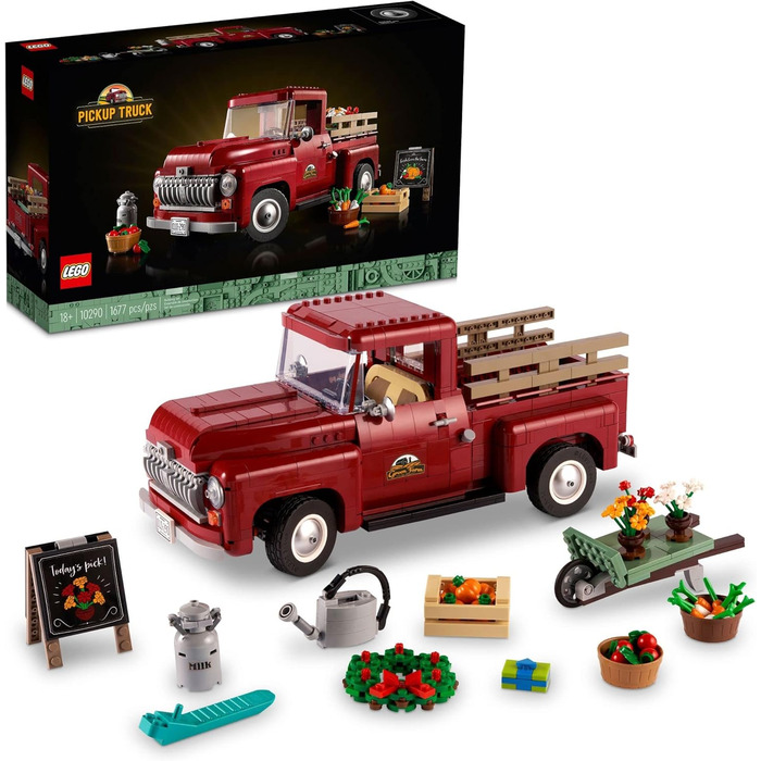 Конструктор Lego Icons Pickup Truck 10290 для дорослих, вінтажна модель 1950-х років із сезонними аксесуарами, творча діяльність,