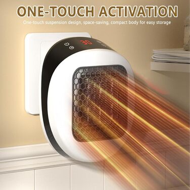 Настінний обігрівач для домашнього використання з пультом дистанційного керування, міні-керамічний вентилятор-обігрівач, 600 Вт, 15-32 , таймер 1-12 годин, система термостата, тихий нагрів з низьким рівнем шуму (білий)