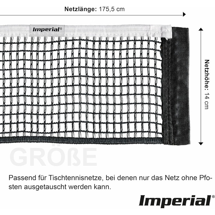 Замінна сітка для настільного тенісу Imperial стандартний розмір Підходить для всіх столів і всіх звичайних наборів сіток