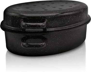 Емальована сковорода Krger з крапельною кришкою - високоякісна сковорода - підходить для всіх типів плит - чудово підходить для пе