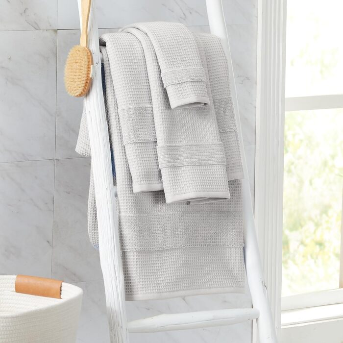 Набір вафельних рушників Aire & Raine з 100 бавовни, 6 предметів світлі вафельні рушники для ванних кімнат, двосторонні до м'якої