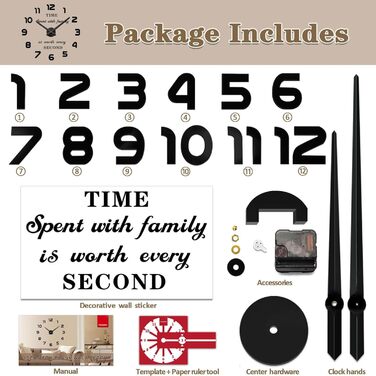 Сучасний німий DIY Великий настінний годинник 3D наклейка для декору домашнього офісу подарунок