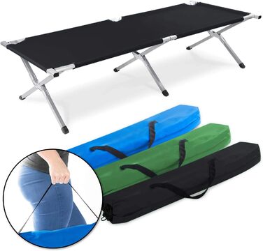 ТОВАРИГАДЖЕТИ Складане армійське польове ліжко з алюмінію - Складане кемпінгове ліжко та гостьове ліжко чорного кольору