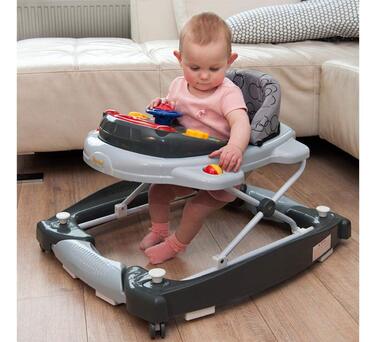 Ходунки Baninni Baby Walker 2в1 Babywalker Play і Baby Walker Baby Rocker Функція Світло, музика, Play Center Обідній стіл сірий, від 6 місяців