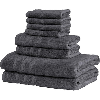 Набір турецьких рушників Mosobam, стійкий, 8 предметів, 76 x 147 см, 40 x 76 см, 33 x 33 см, антрацит (темно-сірий), 700 г/м, бамб