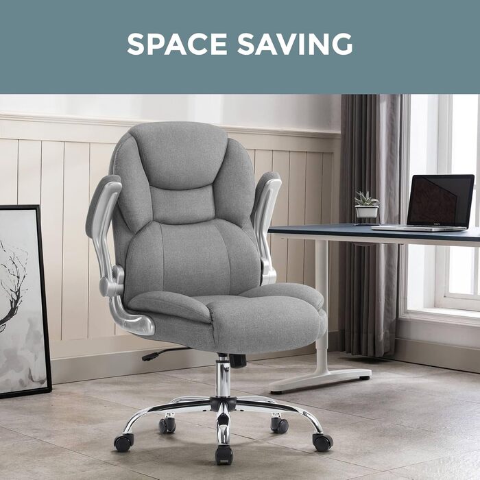 Офісне крісло IWMH Ергономічне крісло для столу Крісло керівника Поворотне крісло з відкидними підлокітниками, регульоване по висоті, комп&39ютерне крісло для офісу, дому, вантажопідйомність 180 кг (сіре)