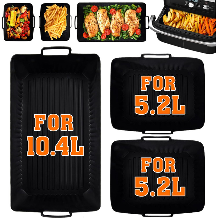 Силіконова форма для аксесуарів для фритюрниці Ninja AF500EU - Термостійка фритюрниця 3PCS Силіконова форма для фритюрниці Ninja Foodi Flexdrawer 10.4 л AF500DE силіконові форми, які легко чистити. 3 шт. силіконова форма