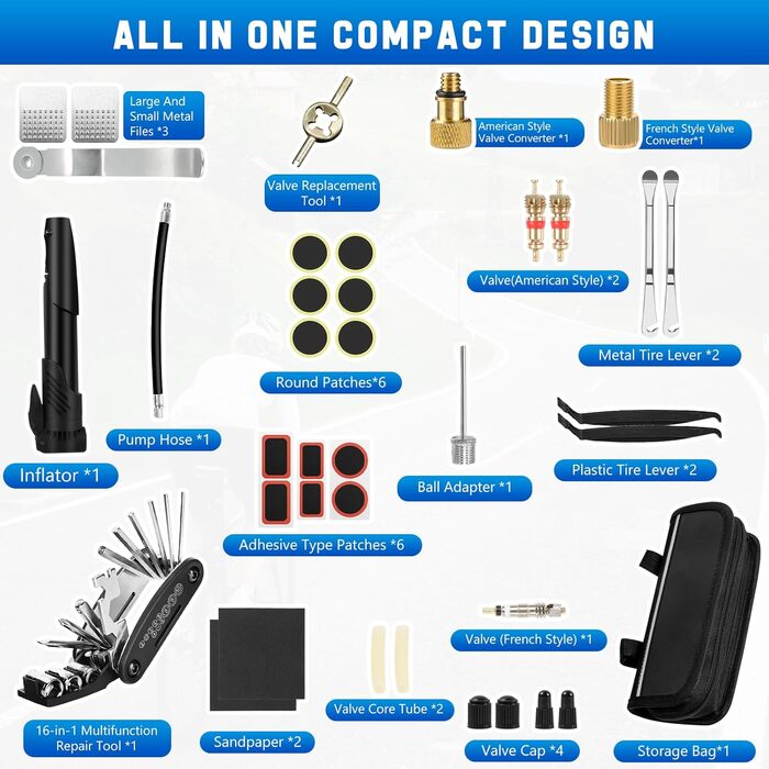 Набір для ремонту велосипедів Ninonly, 38-елементний