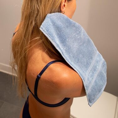 Набір розкішних турецьких рушників Mosobam, XL, 35 x 70 см, 16 x 30 см, 13 x 13 см, Allure Blue, 700 г/м, бамбукова віскоза та еге