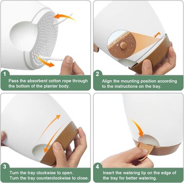 Пакетів пластиковий квітковий горщик з системою поливу, 17.8/16.5/15.2/13.9/12.7 см самополиваюча сівалка з блюдцем кругла сівалка