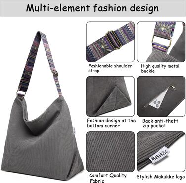 Сумочка жіноча через плече, вельветові сумки Велика сумка для покупців Сумка через плече Випадкова сумка крос-боді для школи Офісн