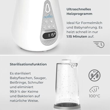 Портативний підігрівач дитячих пляшечок і стерилізатор Nuvita 1170 для дитячих пляшечок, дитячого харчування та грудного молока -