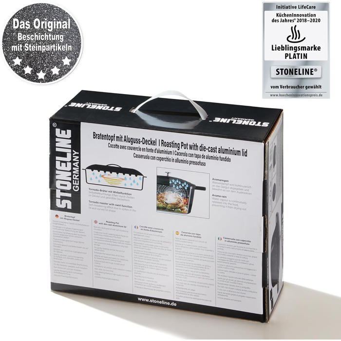 Кокотниця з кришкою індукційна 20 см, 2,6 л, лита алюмінієва каструля з покриттям з частинок справжнього каменю, каструля для запі