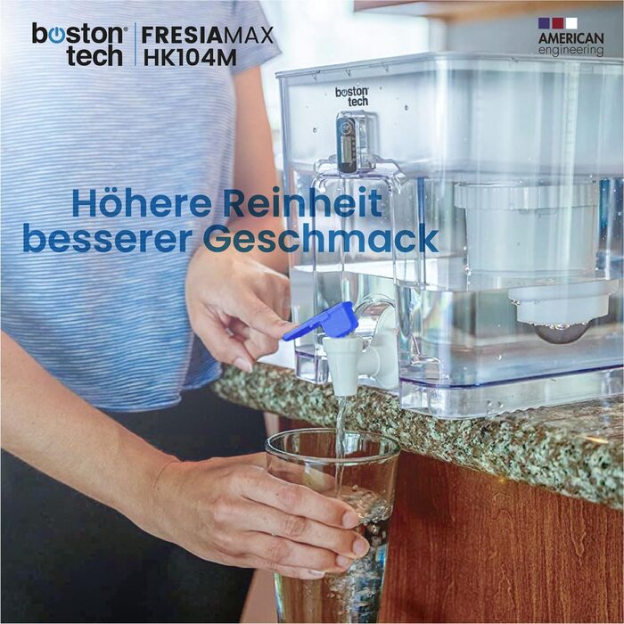 Фільтр для води FRESIAMAX з краном. Фільтр для води диспенсер 7,5 л. картридж. Зменшення вмісту вапна, хлору, таких металів, як свинець і мідь. ідеальний розмір для холодильника. Цифровий дисплей. Без BPA.